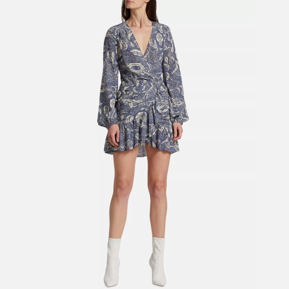 Veronica Beard Erinne Paisley Minidress - Indigo Multi - Picture 5 of 11